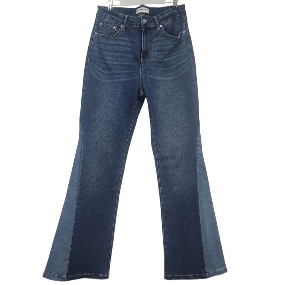 Marc New York Two-tone High Rise Flare Jeans Contrast Panel Size 8